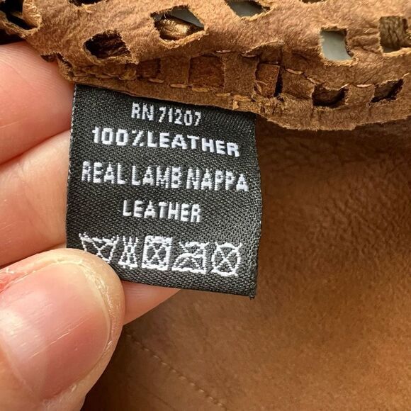 J’Envie Leather Jacket Metallic Copper 3/4 length sleeves snaps size women’s M - Picture 5 of 11